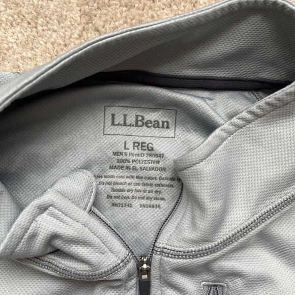 LL Bean 1/4 Zip Base Layer Mens Large Midweight Gray Active Hiking Outdoors - Picture 3 of 6